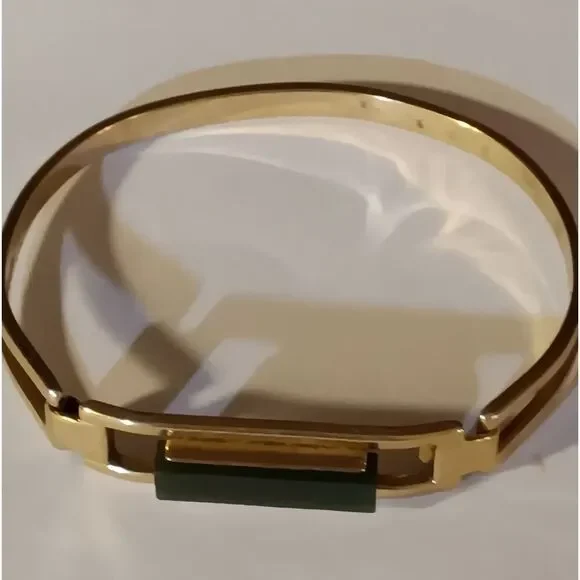 Vintage Avon 1970s Treasured Jade Art Deco Revival Nephrite Cuff Bracelet - Picture 2 of 5